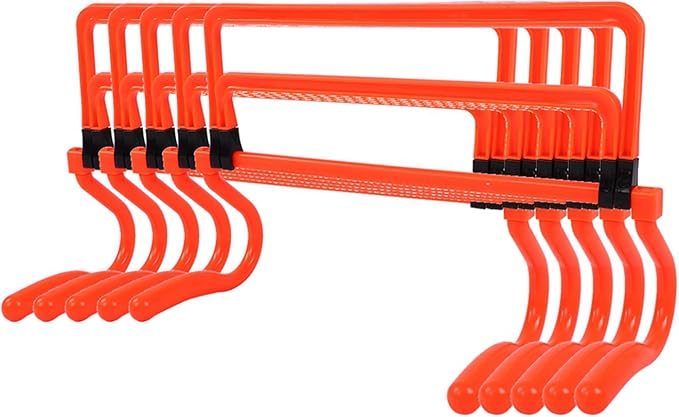 Adjustable Football Soccer Training Agility Speed Hurdles for Enhanced Athletic Performance, 5Pcs Set for Soccer and Basketball Players, PVC Material Orange