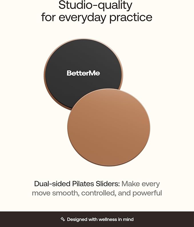 BetterMe Pilates Sliders – Dual-Sided Exercise Sliders for Core Training – Compact Workout Gliders for Home Fitness, Abs & Full Body Workouts