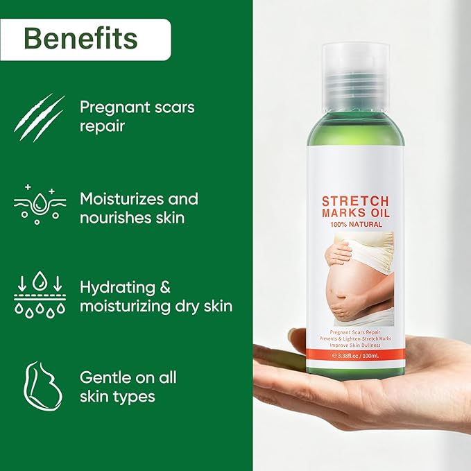 Stretch Marks Massage Oil for Women,Body Oil Serum for Scars and Stretch Marks | Face and Body Moisturizer for All Skin Types(100ml)