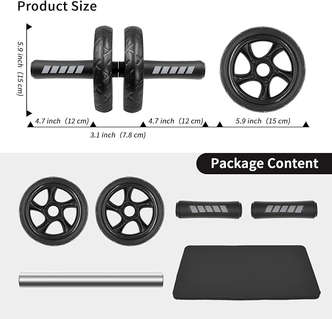 Ab roller wheel with knee pad for abdominal exercise core workout weight loss no noise easy to assembling light weight perfect home gym equipment for men & women