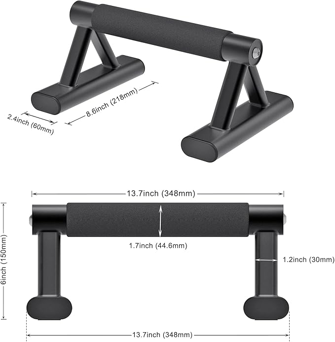 SELEWARE Wood push up bars Parallettes bars Anti-slip Handstand Bars for Calisthenics, Fitness, Floor workouts Solid Wood with Sturdy Metal Bracket, Support 600 lbs