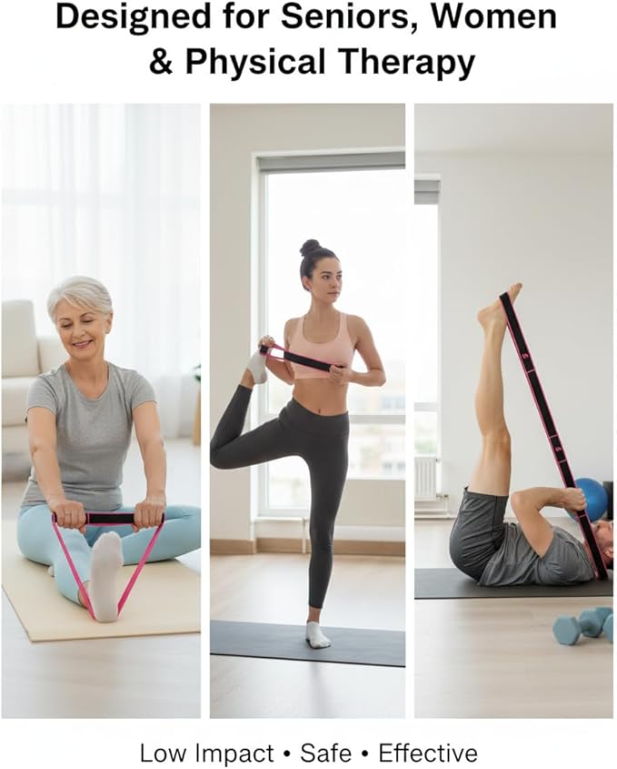 4pcs Fitness Resistance Bands Numbered for Stretching Yoga Pilates, Elastic Adjustable Training Band with Handles, Segmented Loop Strap for Glutes Seniors Women Physical Therapy Flexibility