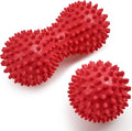 URAQT Spiky Massage Ball Set, 2 Pack Physical Therapy Massage Balls, Hard Lacrosse Ball & Spiky Massage Ball for Myofascial Release and Trigger Point Deep Tissue Massage (Red)