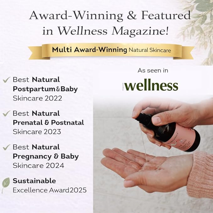 Organic Perineal Massage Oil Spray by Irene Organics for Pregnancy and Postpartum - Prevention for Perineum Tearing, All Natural, Pregnancy Third Trimester Must Haves for Childbirth