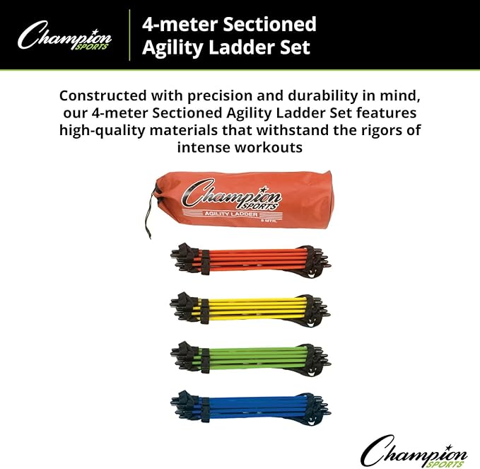 Champion Sports AGLCLR4 4M Sectioned Agility Ladder Set