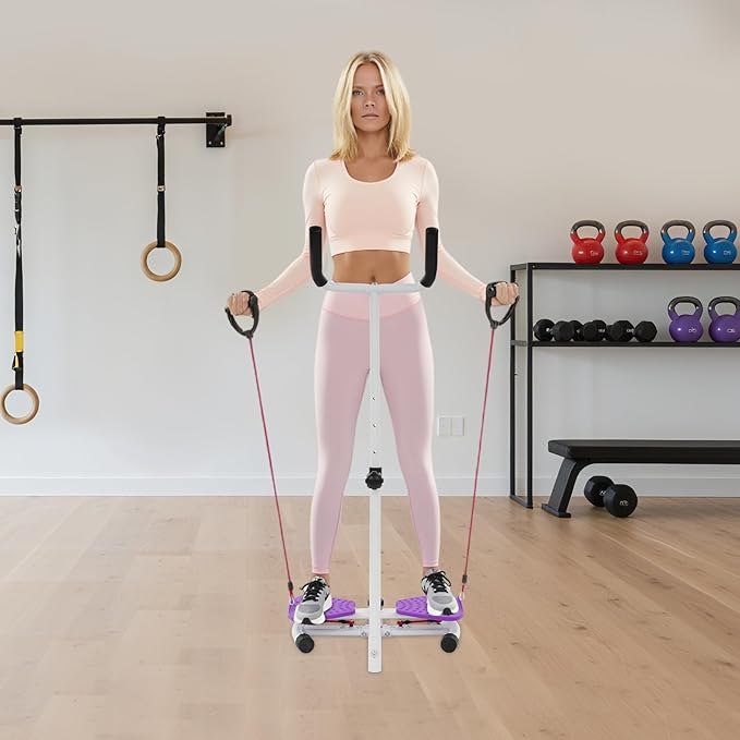Waist Twister Machine Exercise, Adjustable Ab Twist Board Resistance Bands & Handrails, Ab Workout Machine for Home Gym, Core Strength Training Equipment with 330 lbs Weight Capacity