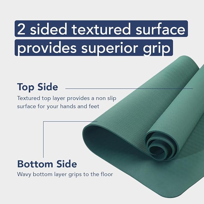Premium Clever Yoga Mat - Extra Long Yoga Mat Suitable For All Yoga Types - Workout Mat For Home Or On The Go - Includes Our Perfect Fit Mat Bag