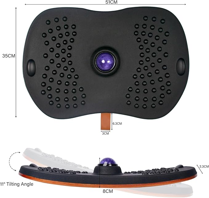 Balance Board for Standing Desk with Massage Ball, Anti-Slip Wobble Board for Office & Home, 360° Rotation Wooden Core Mat for Foot Pain Relief & Anti-Fatigue, Supports 300 lbs