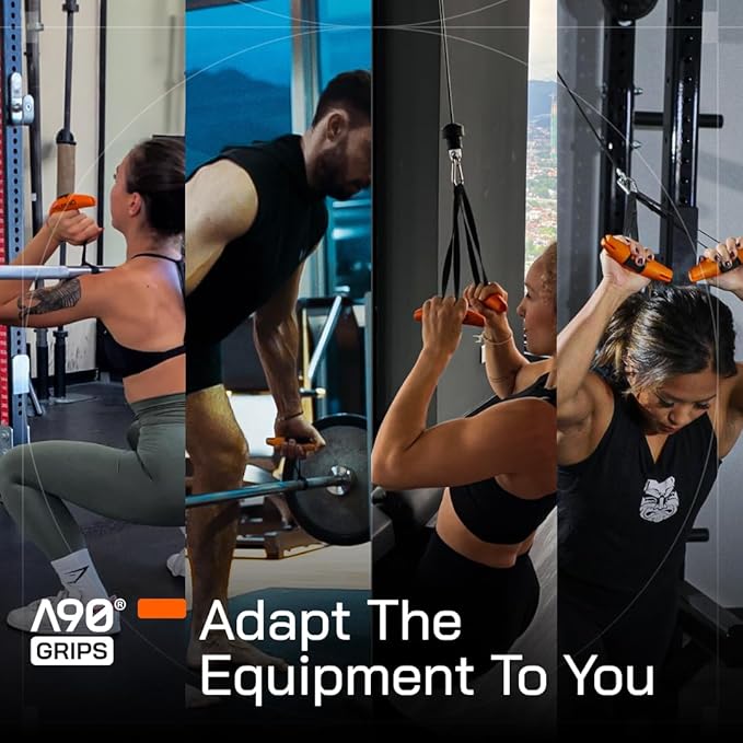 Angles90 Original Pull-Up Grips - Lat Pulldown Attachment - T-Bar Row & Cable Machine - D Handle - Forearm Strength Trainer - Gym Equipment - Exercise Equipment - Grip Strength Trainer
