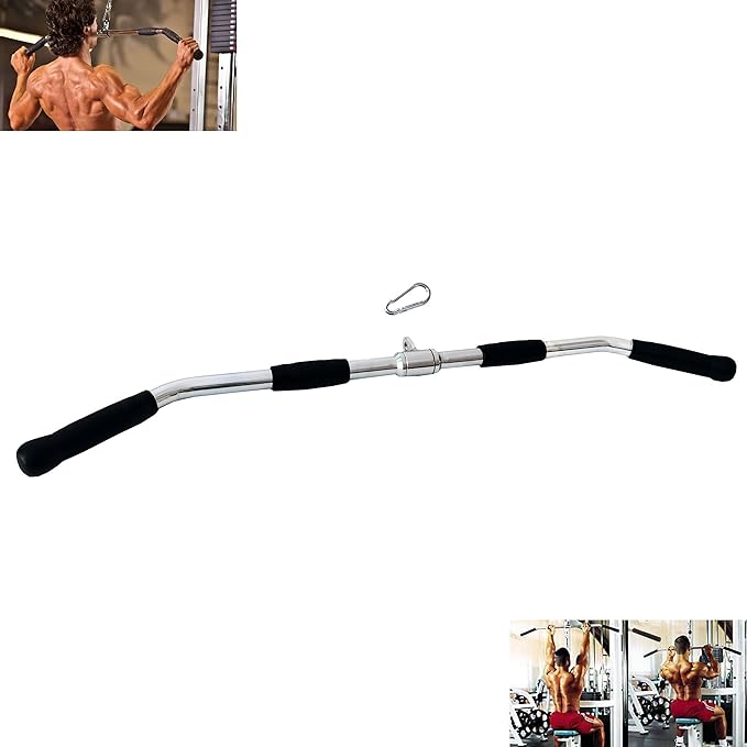 qibylift Barbell Multi-Exerciser Cable Attachment For Cable Machines, Lat Pull Down Bar Cable Machine Attachments, Tricep Press Down Bar, Revolving Straight Curl Pulldown Bar with Rotating & Rubber Handle Grips