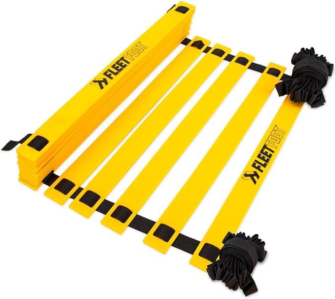 Crown Sporting Goods Fleetfoot Speed & Agility Training Ladder – 6, 10, 16, or 20 Rung Rope Equipment for Athletic Footwork & Sports Drills