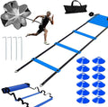 20ft Sports Agility Ladder, Agility Training Equipment for Football, Exercise, Tennis, Legs Workout with Speed Parachute, Cones and Carry Bag