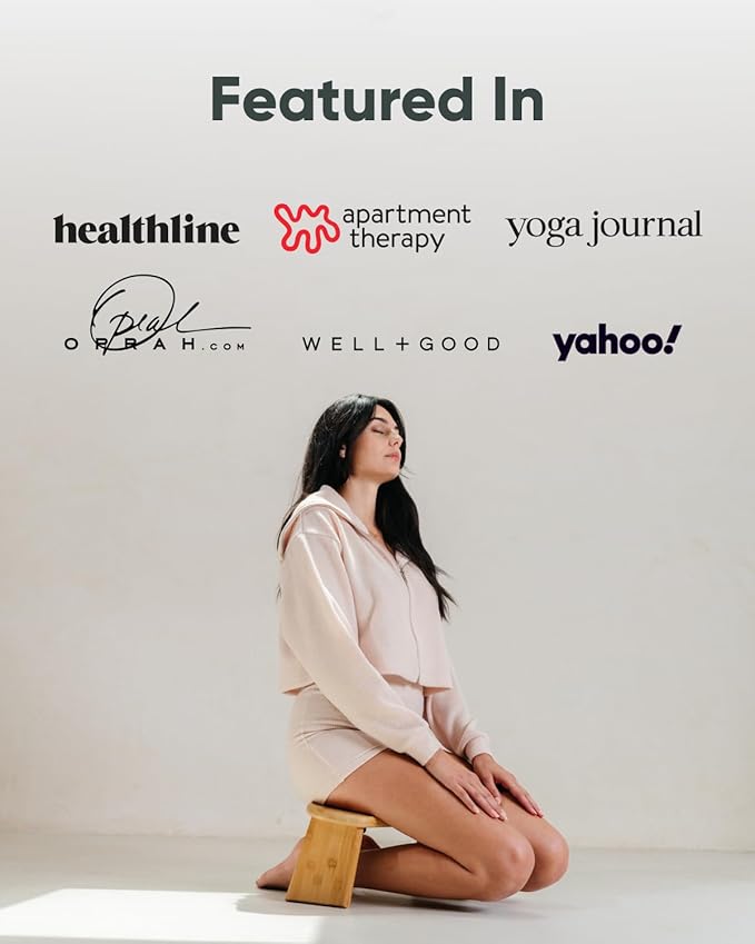 Mindful Modern Folding Meditation Bench - Bamboo Kneeling Stool with Locking Magnetic Hinges - Portable Cross Legged Folding Seiza Chair w/Travel Bag