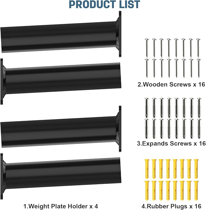 Wall Mount Weight Plate Holder for Olympic Plates, Heavy Duty Steel Weight Plate Wall Mount, Black High Capacity Weight Holders for Plates Home Gym Organizer