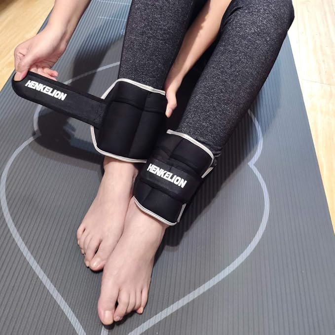 Henkelion 1 Pair 2 3 5 10 Lbs Adjustable Ankle Weights for Women Men Kids, Strength Training Wrist and Ankle Weights Sets for Gym, Fitness Workout, Running, Lifting - Black Grey Pink Blue Purple