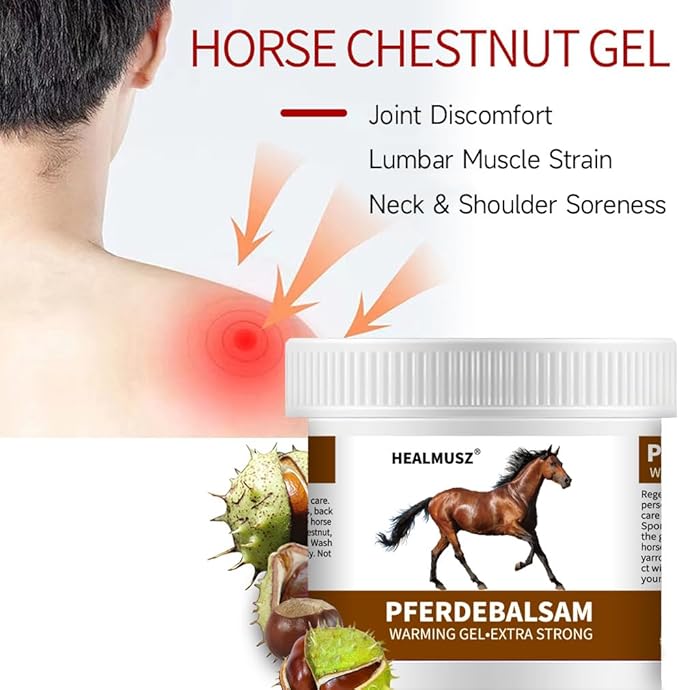 Pferdebalsam Horse Balm Gel 8.8 oz, Extra Warm Massage Gel with Horse Chestnut & Safflower, Soothing Comfort for Tired Muscles & Body