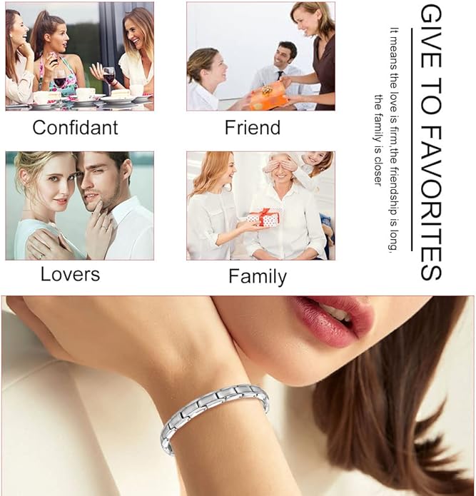 38 Elegant Stainless Steel Magnetic Bracelet for Women Magnetic Therapy Bracelet Pain Relief for Arthritis with Free Link Removal Tool