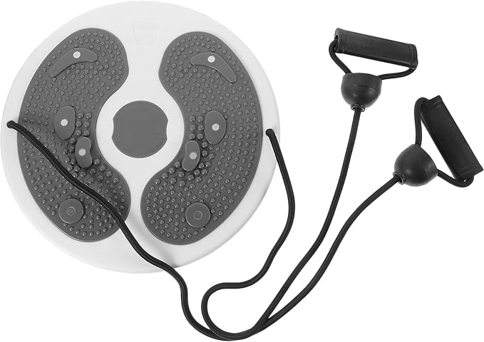 BESPORTBLE Home Use Waist Twisting Disc with Pull Rope, Plastic Slimming Massage Board for Abdominal Exercise and Core Training, Gray Wriggled Plate Suitable for Fitness and Aerobic Workouts