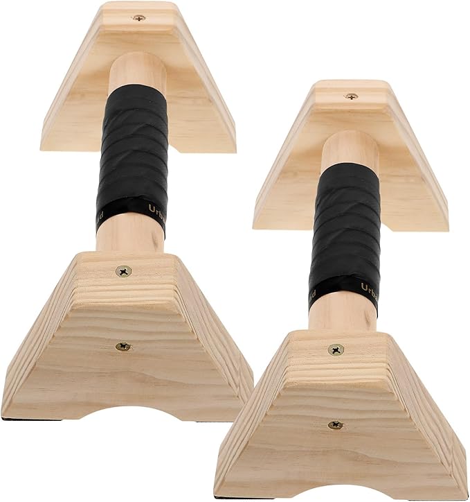 Wooden Parallette Bars Push up Stands with Non-slip Base Beech Wood Pushup Handles for Home Gym Strength Training Men and Women Calisthenics Equipment