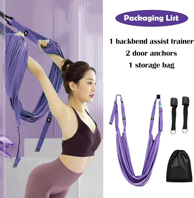 Leg Stretcher Strap - Yoga Stretching Strap,Yoga Door Swing,Backbend Training Rope with Door Anchor, Flexibility Trainer Stretching Equipment Assist Stretch Strap for Fitness Gymnastics Dance Aerial Ballet (purple)