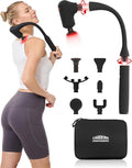 Upgraded 2-in-1 Massage Gun with Heat, Pain Relief Deep Tissue Back and Neck Massager with Extension Handle, Handheld Muscle Massage Gun for Back, Shoulder, Arm,Thigh, FSA-HSA Eligible