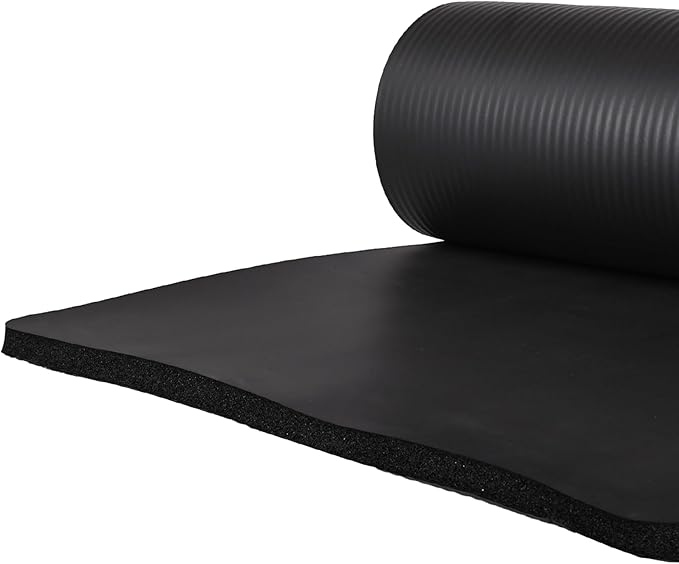 BalanceFrom 71x24 Inches Yoga Mat with Knee Pad and Optional Blocks – Extra 1-Inch Thick Non-Slip Foam with Anti-Tear Surface and Carrying Strap for Home, Studio, or Gym Workouts
