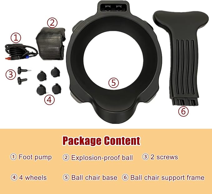 Ergonomic Balance Ball Chair, Exercise Ball Chair, Inflatable Yoga Ball Chair Suitable for Home, Gym, Office, and Classroom Use.