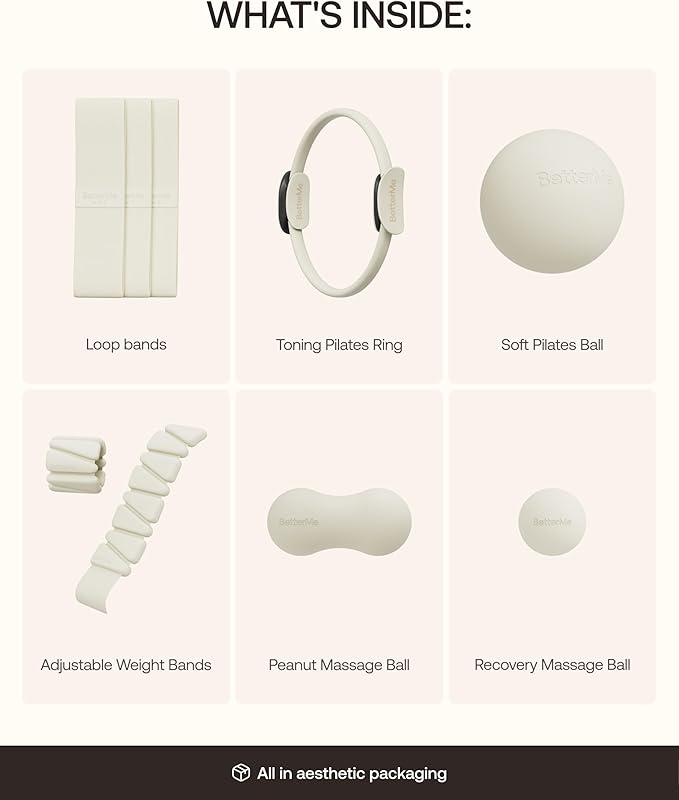 BetterMe Sculpt Body Kit - Pilates Equipment Set for Home Workouts - Home Pilates Kit with Pilates Ring Pilates Ball Resistance Bands, and Recovery Massage Tools