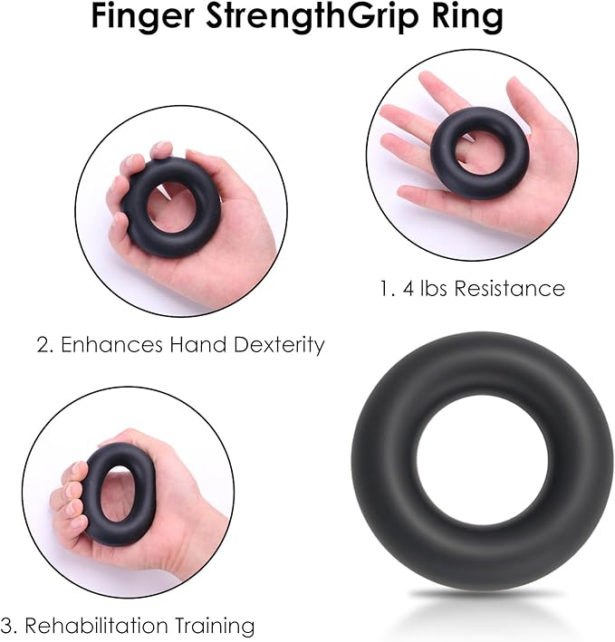 Grip Strength Trainer, Hand Gripper Strengthener Set 5-Pack: Adjustable Hand Gripper (2-Pack) with Click Counter, Finger Stretcher ，Stress Relief Grip Ball& Grip Ring 11-132 lbs Forearm Strengthener for Athletes, Rock Climbing, forearm strengthener