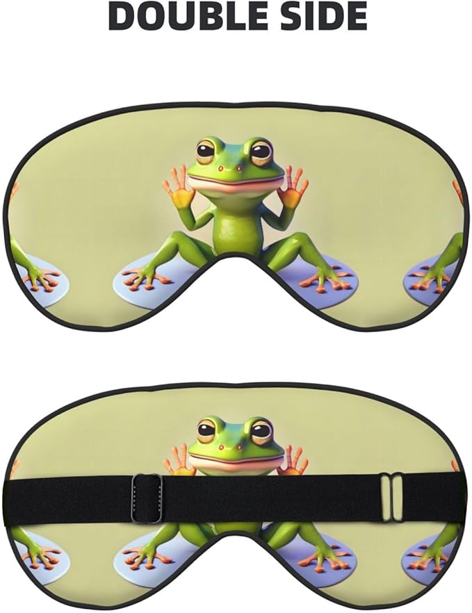 The Funny Frog Doing Yoga Head-Mounted Double-Sided Light-Blocking Sleeping Eye mask to Protect Eyes and Relieve Eye Fatigue