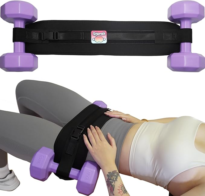 Pro Portable Hip Thrust Belt - Premium Booty Builder for Dumbbell & Kettlebell Workouts | Gym, Home & Travel Glute Trainer | Lightweight & Foldable Design | Attached is a Velcro badge |Slip-Resistant Padding for Hip Protection (Black)