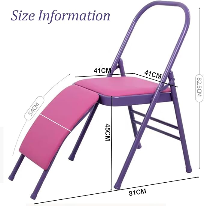 Yoga Auxiliary Chair, Yoga Chairs for Adults with Lumbar Back Support, Yoga Chair for Balance，Easy Storage，Strong Load-Bearing Capacity，as a Stool or a Meditation Chair，Load300kg(Purple)