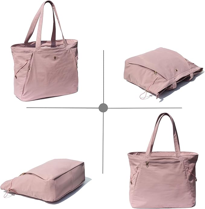 ESVAN Yoga Tote Bag for Women Shoulder Bags Drawstring for Office Workout Travel Carryall Pilates Gym and Beach