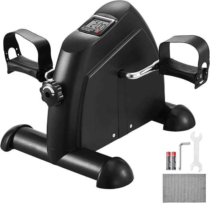 Happybuy Under Desk Bike Pedal Exerciser,Multi-level Resistance Pedal Exerciser for Home Office Workout,Mini Exercise Bike for Arm/Leg Exercise,Cycling Portable Peddler with LCD Display & Non-Slip Mat