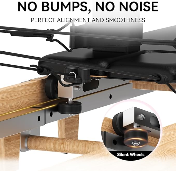 Foldable Pilates Reformer Machine, Quick-Assembly Studio Grade Pilates Reformer for Home and Gym, Pilates Equipment with Adjustable Resistance, Jump Board and Accessories