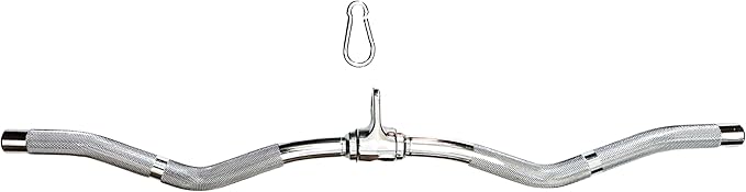 qibylift Barbell Multi-Exerciser Cable Attachment For Cable Machines, Lat Pull Down Bar Cable Machine Attachments, Tricep Press Down Bar, Revolving Straight Curl Pulldown Bar with Rotating & Rubber Handle Grips