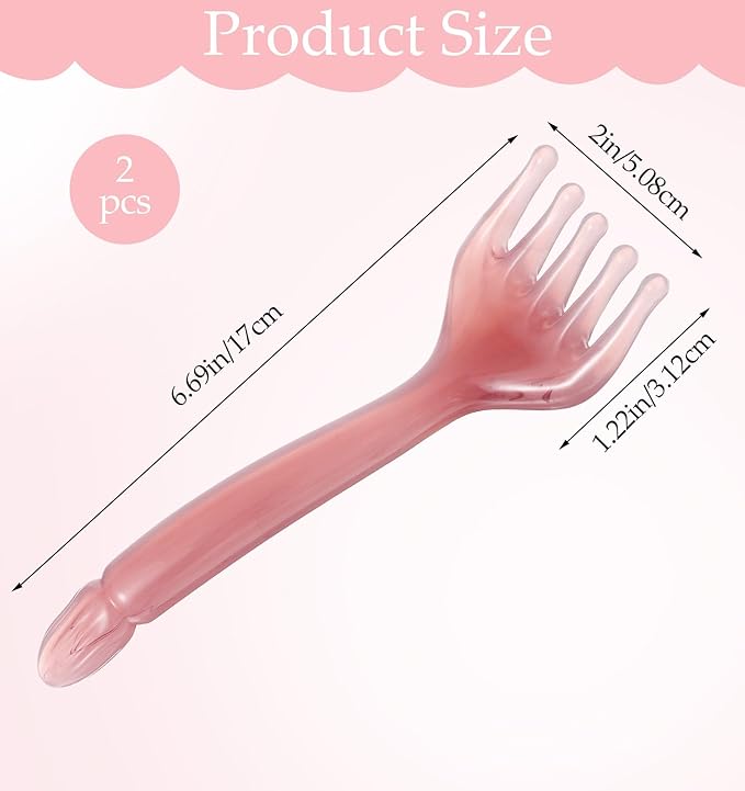 2Pcs Head Massager Scalp, Manual Head Scalp Massage Tool Gua Sha Five Claw Massage Comb, Portable Handheld Resin SPA Relax Tool for Father's Day & Mother's Day Gifts, Pink Purple
