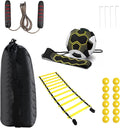Geeyae Soccer Agility Training Equipment Set, Speed Training Equipment, Including 1 Agility Ladder, 12 Disc Cones, 1 Solo Soccer Trainer, 1 Jump Rope, 4 Steel Stakes and 1 Carrying Bag