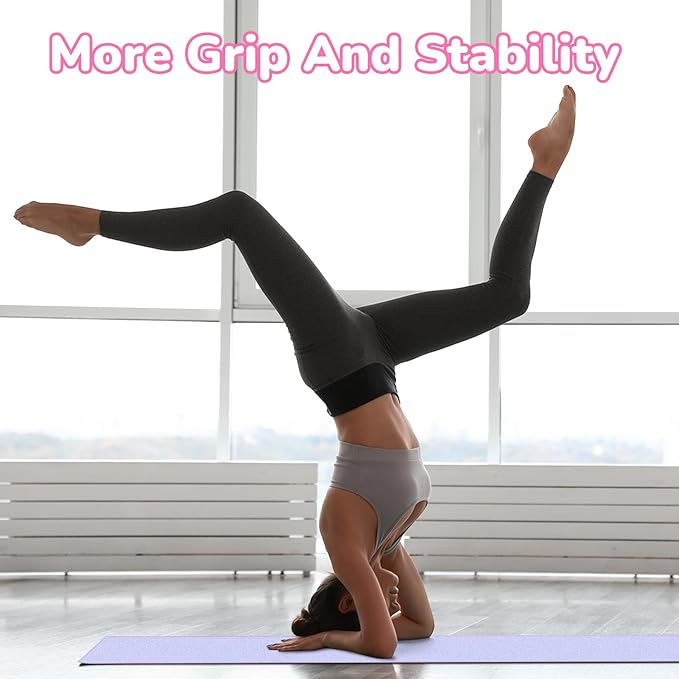 Peryiter 2pack 72 x 24'' Hot Yoga Towel Pack with Grip Dot, Sticky Fiber Mat Towel Non Slip for Hot Yoga, Absorbent Microfiber Sweat Anti-Slip Cover for Pilates Exercise Fitness Workout(Purple,Pink)