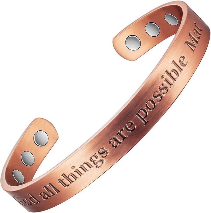 Copper Bracelet, 99% Pure Copper, Christian, Magnetic, Adjustable, Women's Fashion Jewelry