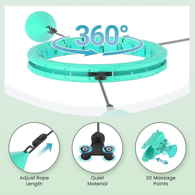 Weighted Infinity Exercise Hoop - 64in 30 Links Smart Hoop for Adult Weight Loss, Plus Size Low-Impact Fitness Hoop for Beginners & Women