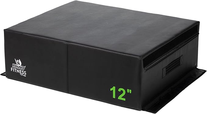 Champion Sports Foam Plyometric Box, Black - Durable Jump Boxes for Training with Handles, Hook and Loop Flaps - Stackable Plyo Box Jumps for Gym - Multiple Sizes