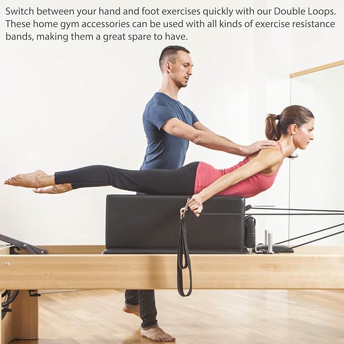 TOBWOLF Pilates Straps - Double Loop D-Ring Straps for Reformer, Padded, Home Gym Workout