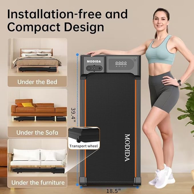 3 in 1 Walking Pad Treadmill with Handle | 1.5HP Under Desk Treadmill for Home Office | Foldable Compact Walking Jogging Running Machine | 220LBS Capacity, ≤45dB Quiet Treadmill