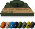 Bean Products Meditation Cushion Mat Set - Zafu Floor Pillow Organic Buckwheat Pillow + Cotton Filled Zabuton Prayer Pad - Meditation Pillow Yoga Knee Pad - Made in USA - 14" Round or 18" Oval