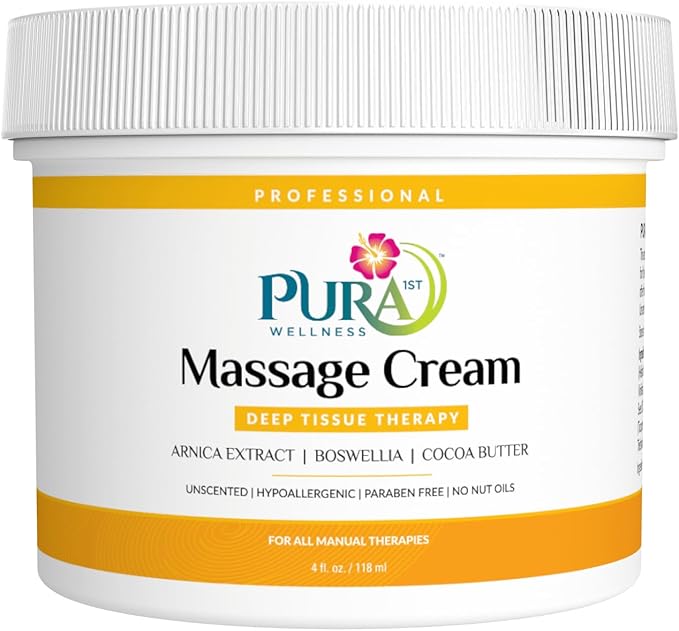 Deep Tissue Therapy 4 Fl oz Massage Cream, Professional, Massage Therapy, Unscented, Natural Ingredients, Skin Hydrating, Moisturizing, Muscle Relief, for Bruising, Recovery, Soothing
