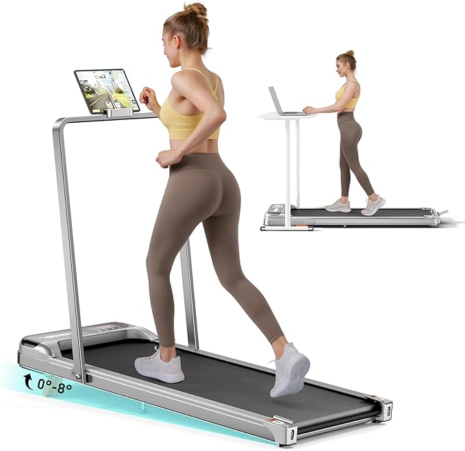 Walking Pad, Under Desk Treadmill with Incline for Home Office 2.5HP Portable Walking Treadmill with 265 Lbs Weight Capacity Walking Machine, Remote Control, LED Display