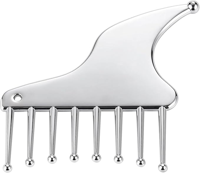 ideayard Multi-Functional Stainless Steel Scalp Massage Comb, Portable Guasha Scraping Comb Tool for Scalp, Facial, Shoulders, Legs & Arms, Ideal for Soothing Relief