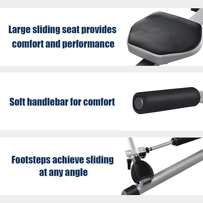DORTALA Total Motion Rowing Machine Rower with LCD Monitor, Adjustable Hydraulic Cylinder Resistance and Full Arm Extensions for Whole Body Muscle Training Home Use, 265 lb Weight Capacity