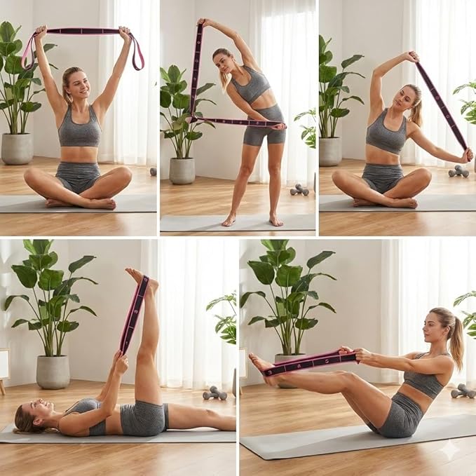 Fitness Resistance Band for Stretching and Yoga - 8/10/12 Section Fitness Resistance Band, Elastic Training Belt for Yoga, Latin, Pilates